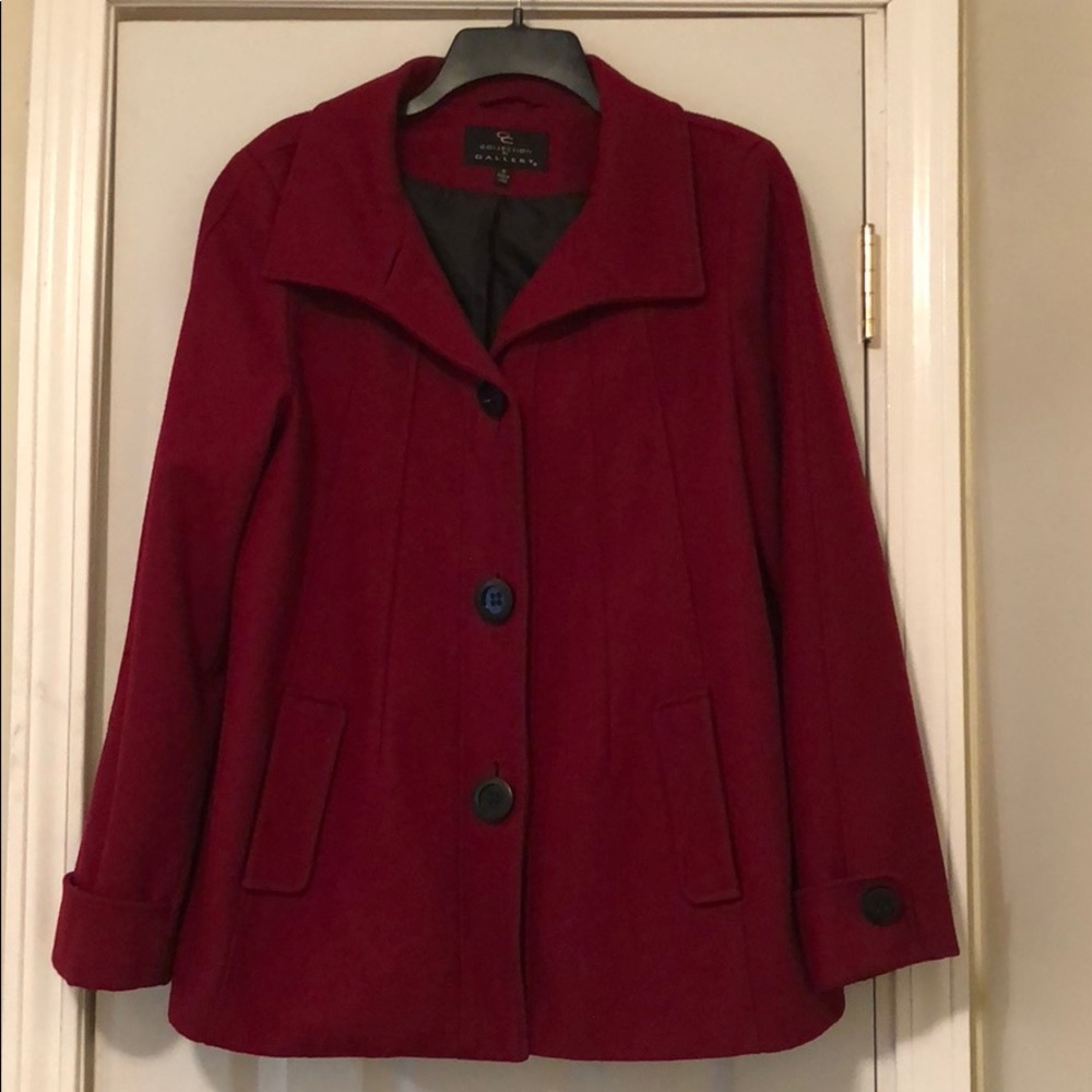 Deep Red Pea Coat